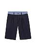 Navy Twill Liberty Floral Waistband Shorts by B Store