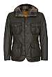 Olive Padded Waxed Hooded Hunter Jacket by Barbour