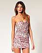 Rare Cut Out Layered Printed Mesh Bandeau Dress