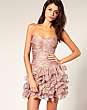 Rare Opulence Metallic Chiffon Ruched Frill Dress