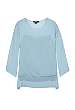 Silk Cashmere Chiffon Trim Sweater by DKNY