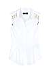 White Sleeveless Laced Shoulder Shirt by McQ Alexander McQu